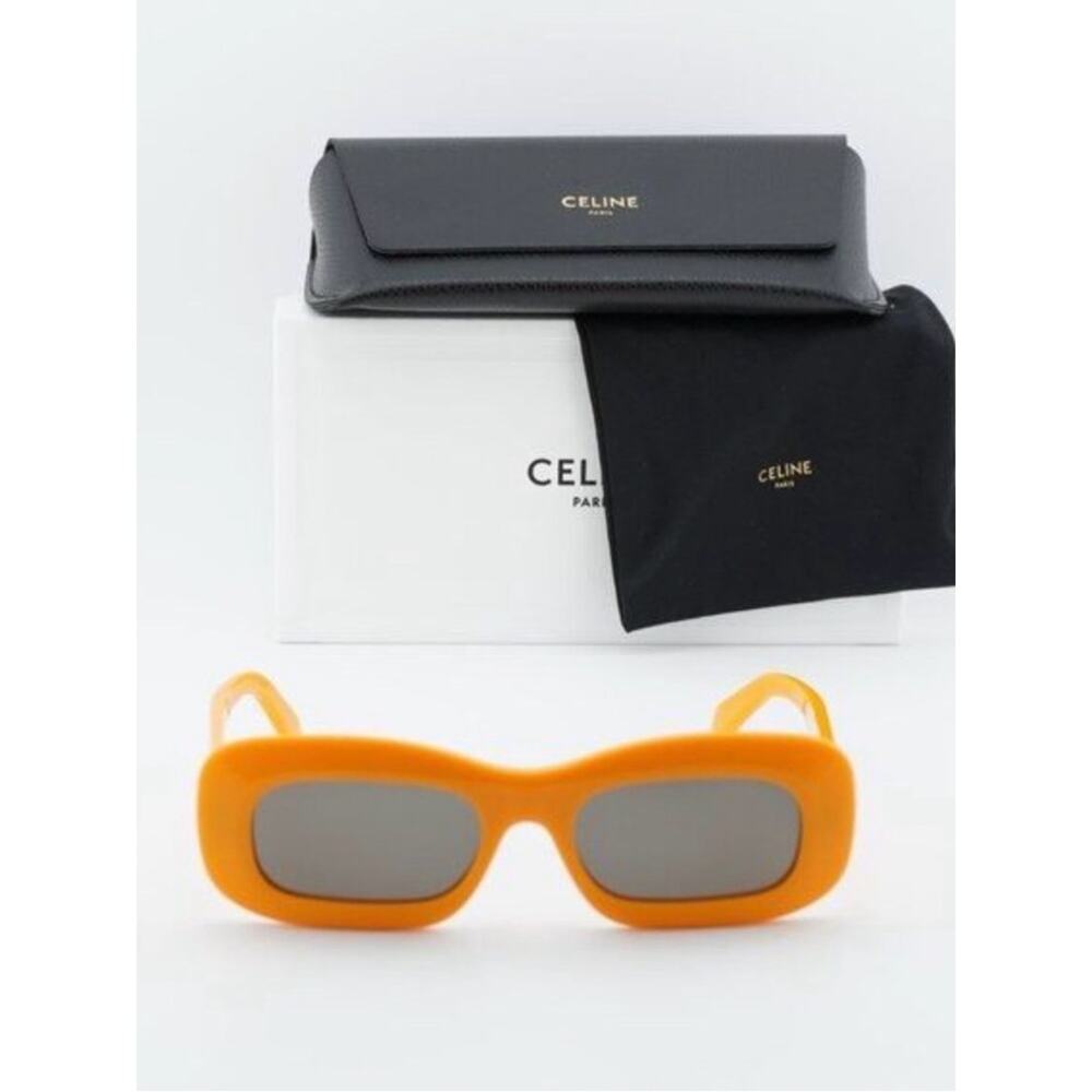 NEW!! Celine CL40294I 42A Orange Rectangular Sunglasses Dark Lenses Authentic - Picture 8 of 8